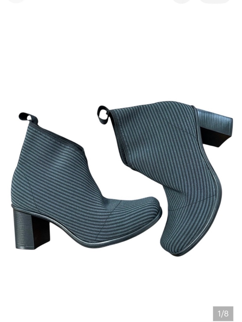 Charleston Shoe Co Telfair Ankle Boot Woven Black Stripe Stretch Women's Size 8